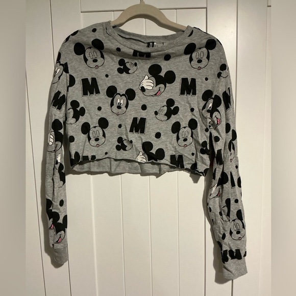 H&M Gray Disney Crop Top Sweatshirt - Picture 1 of 4